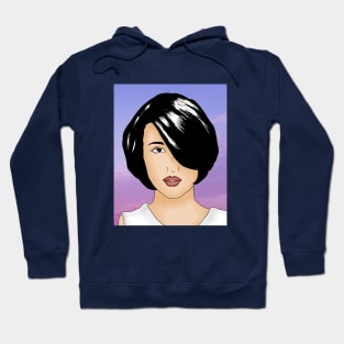 Hand Drawn Short Hair Girl Hoodie